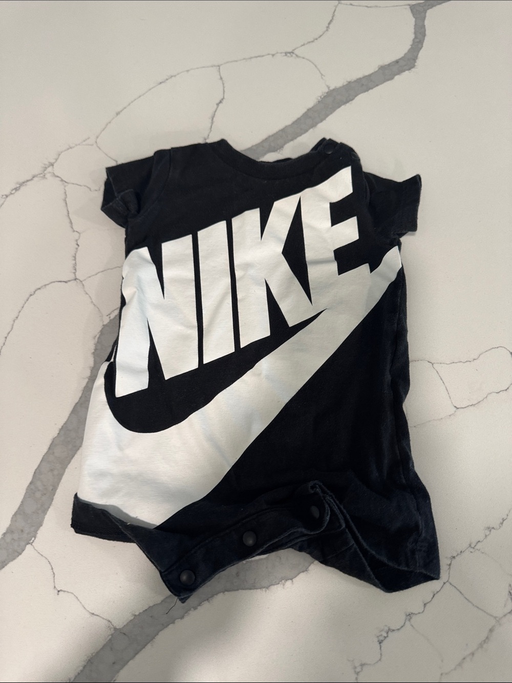 Nike Black One-Piece Bodysuit with Large White Logo